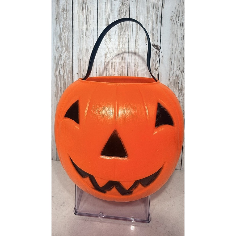 VTG EMPIRE 1968 Blow Mold Halloween JACK-O-LANTERN Pumpkin Pail BUCKET Read